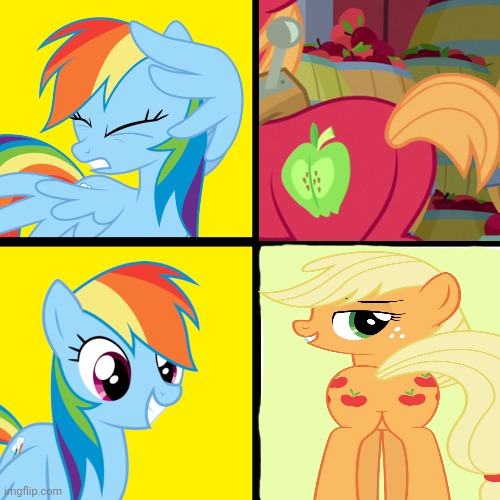 Dashie likes apples | image tagged in dashie,rainbow dash,likes,applejack,plot twist,mlp | made w/ Imgflip meme maker