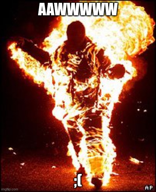 Burning Man | AAWWWWW ;( | image tagged in burning man | made w/ Imgflip meme maker
