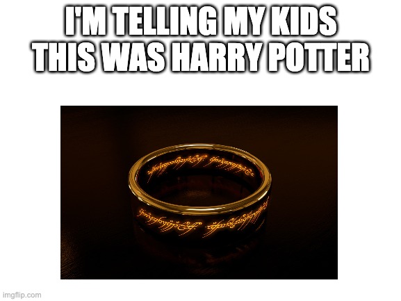 Pov I like harry potter an LOTR | I'M TELLING MY KIDS THIS WAS HARRY POTTER | image tagged in lotr | made w/ Imgflip meme maker