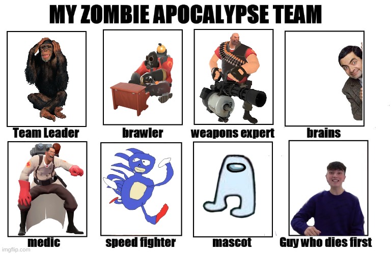 You cant beat this | image tagged in my zombie apocalypse team | made w/ Imgflip meme maker