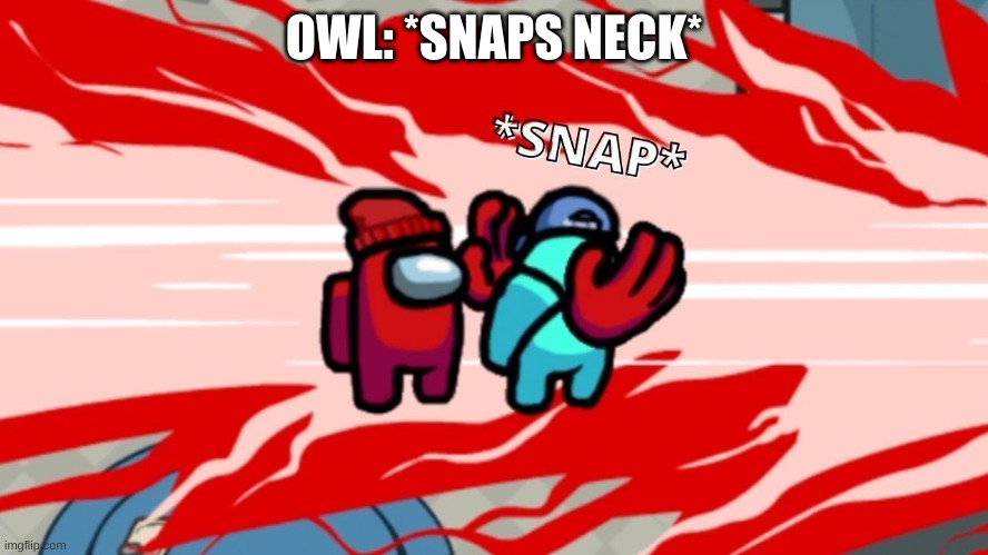Among Us Neck Snap | OWL: *SNAPS NECK* | image tagged in among us neck snap | made w/ Imgflip meme maker