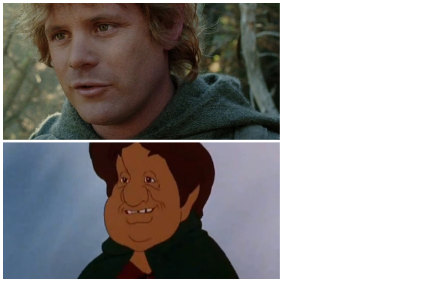 Samwise Gamgee Comparison with Side Blank Meme Template
