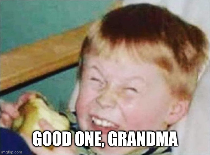 child laughter | GOOD ONE, GRANDMA | image tagged in child laughter | made w/ Imgflip meme maker