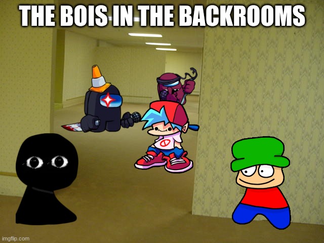 The FNF Bois in the Backrooms |  THE BOIS IN THE BACKROOMS | image tagged in the backrooms | made w/ Imgflip meme maker