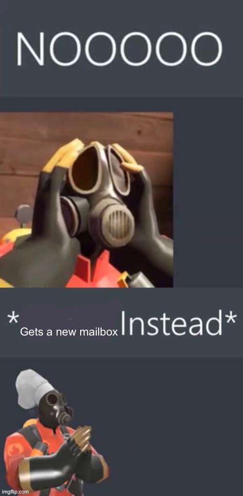 Pyro NOOOO *cooks instead* | Gets a new mailbox | image tagged in pyro noooo cooks instead | made w/ Imgflip meme maker