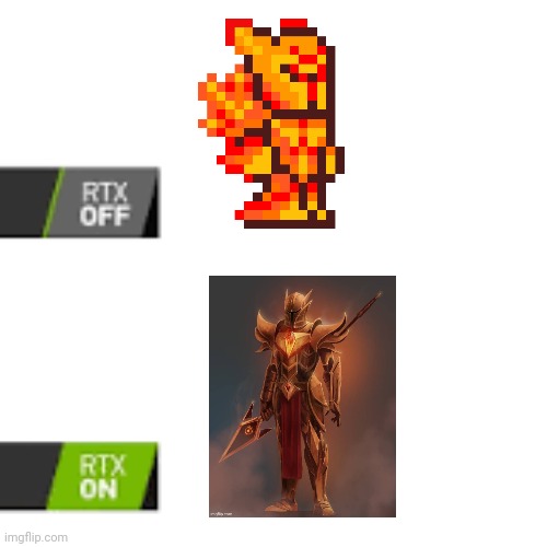 RTX On and OFF | image tagged in rtx on and off | made w/ Imgflip meme maker