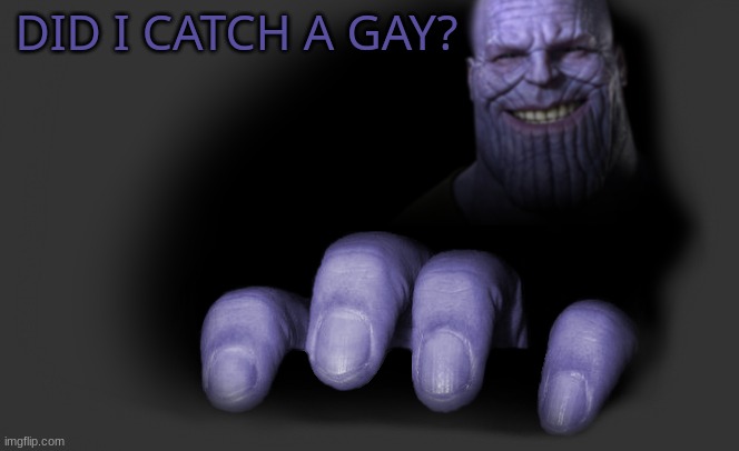 thanos trying to catch | DID I CATCH A GAY? | image tagged in thanos trying to catch | made w/ Imgflip meme maker
