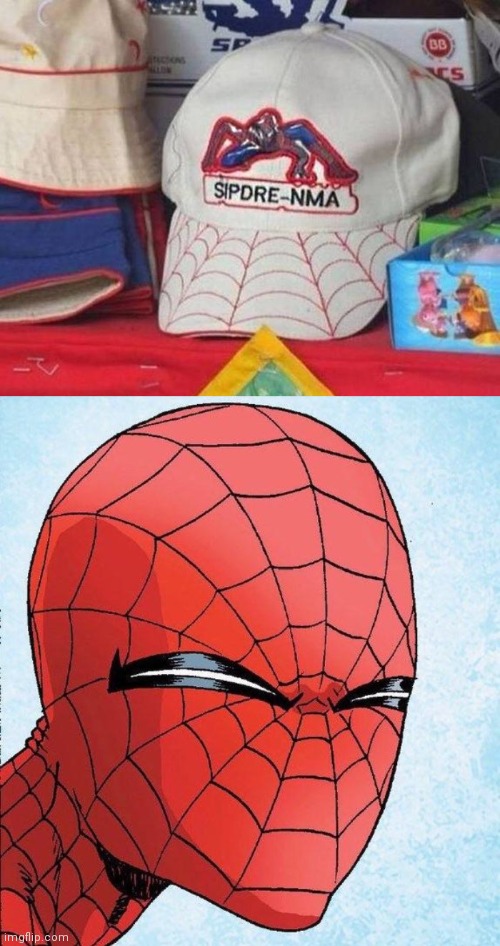 SIPDRE-NMA | image tagged in spider man squinting,you had one job,swag,memes,spider-man,hat | made w/ Imgflip meme maker