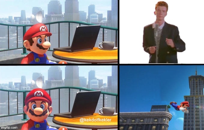 Mario jumps off of a building | image tagged in mario jumps off of a building | made w/ Imgflip meme maker