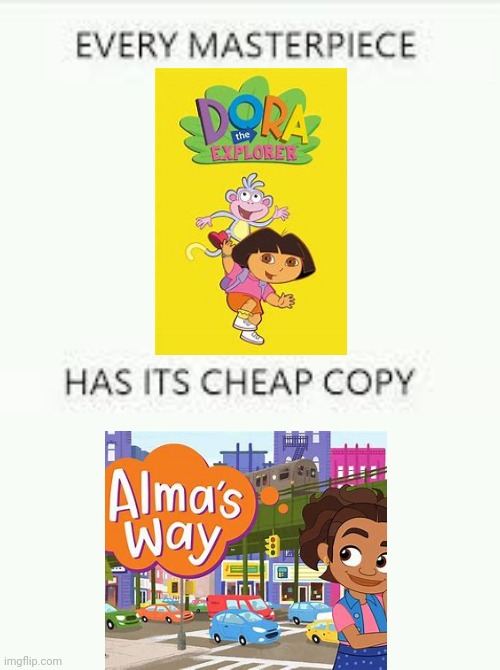 This is not an image title | image tagged in every masterpiece has its cheap copy,dora the explorer,ripoff,oh wow are you actually reading these tags | made w/ Imgflip meme maker