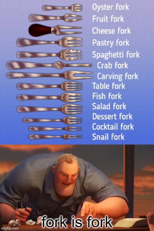 too many forks... | fork is fork | image tagged in memes,funny,math is math,fork | made w/ Imgflip meme maker