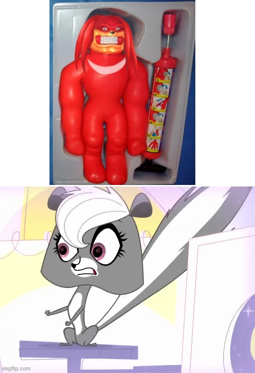 Ayo what happened to Knuckles? | image tagged in pepper's scared littlest pet shop,knuckles | made w/ Imgflip meme maker