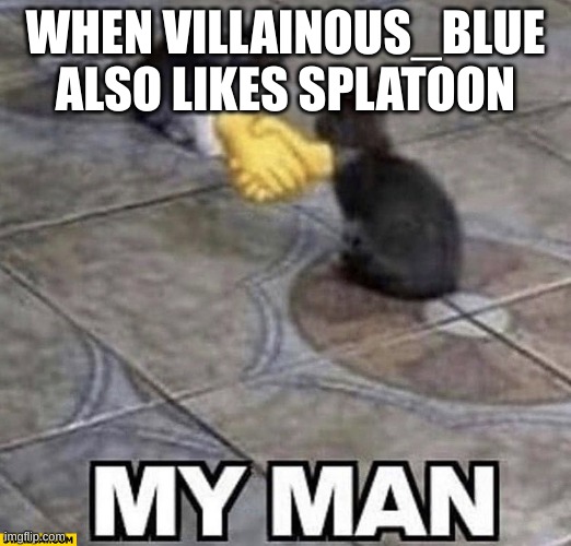 I just noticed a "starecat.com" logo | WHEN VILLAINOUS_BLUE ALSO LIKES SPLATOON | image tagged in cats shaking hands | made w/ Imgflip meme maker