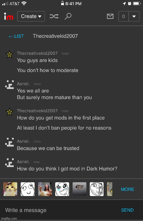 Btw: this guy lost his mod in Dark Humor as stated from Iceu | made w/ Imgflip meme maker