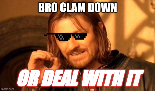 One Does Not Simply Meme | BRO CLAM DOWN; OR DEAL WITH IT | image tagged in memes,one does not simply | made w/ Imgflip meme maker