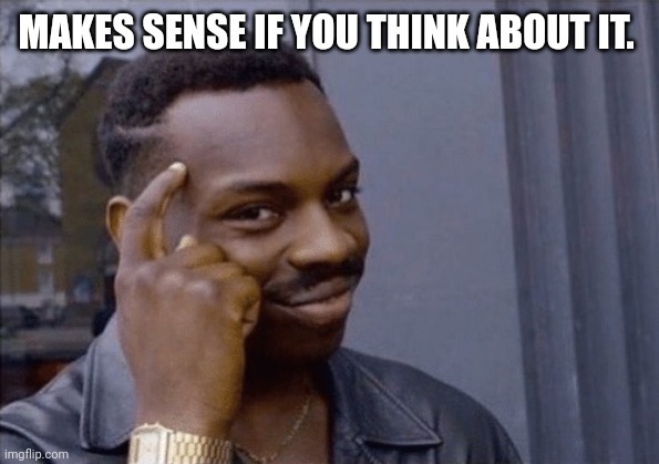 Makes sense | MAKES SENSE IF YOU THINK ABOUT IT. | image tagged in makes sense | made w/ Imgflip meme maker