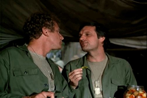 High Quality Hawkeye and Trapper from M*A*S*H*; Love Stare Blank Meme Template