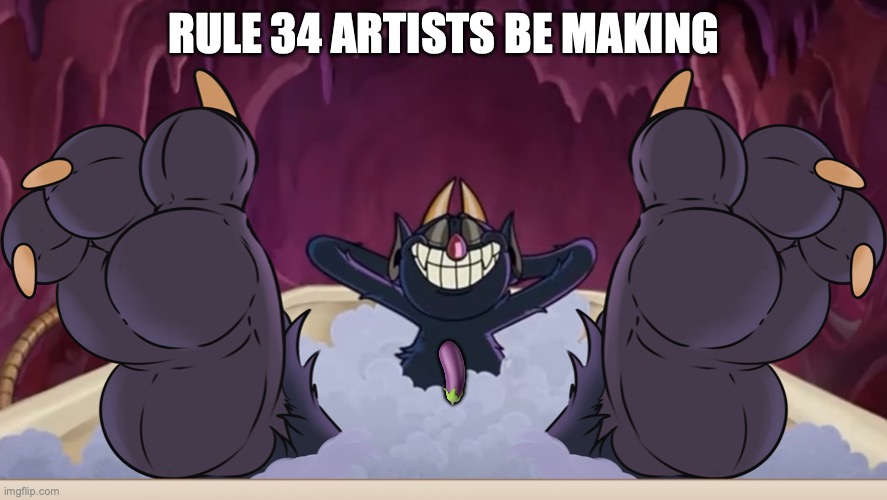 Rule 34 Artists Be Making | RULE 34 ARTISTS BE MAKING; 🍆 | image tagged in cuphead devil bath | made w/ Imgflip meme maker