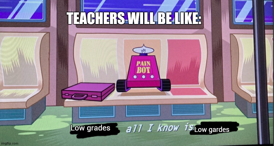 Low grades Low gardes TEACHERS WILL BE LIKE: | image tagged in x all i know is x | made w/ Imgflip meme maker