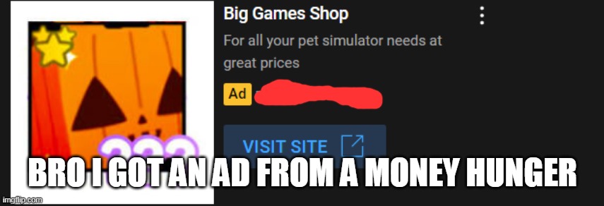 BRO I GOT AN AD FROM A MONEY HUNGER | made w/ Imgflip meme maker