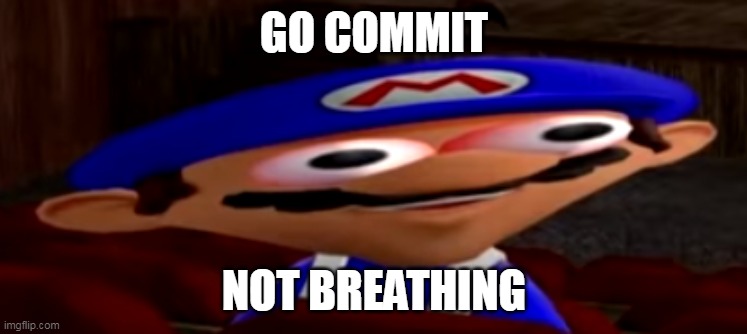 smg4 stare | GO COMMIT; NOT BREATHING | image tagged in smg4 stare | made w/ Imgflip meme maker