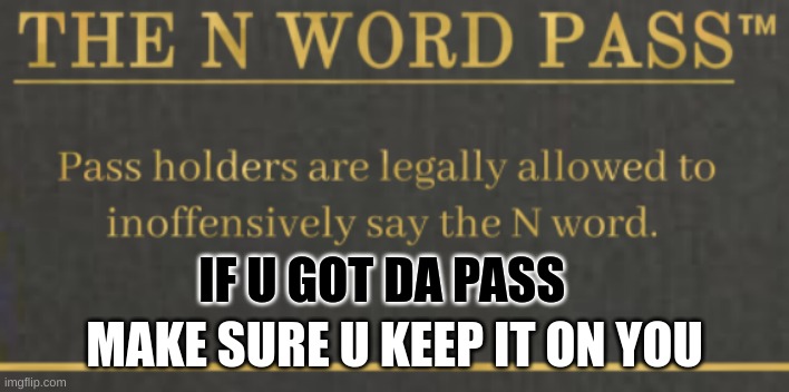 IF U GOT DA PASS; MAKE SURE U KEEP IT ON YOU | image tagged in funny memes | made w/ Imgflip meme maker