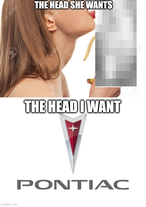 #PontiacForLife #ArrowheadForever | THE HEAD SHE WANTS; THE HEAD I WANT | image tagged in memes,pontiac,car memes | made w/ Imgflip meme maker