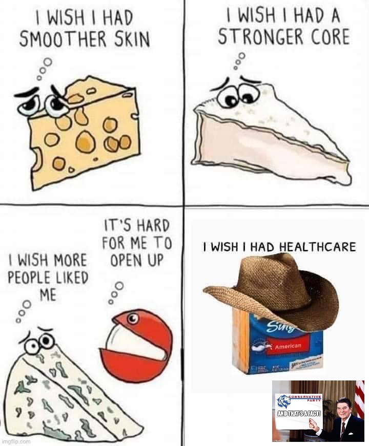Those other Euro libtrad countries can keep their universal healthcare. Our heritage is different! | image tagged in american cheese,this is america,conservative party,america,murica,freedom in murica | made w/ Imgflip meme maker