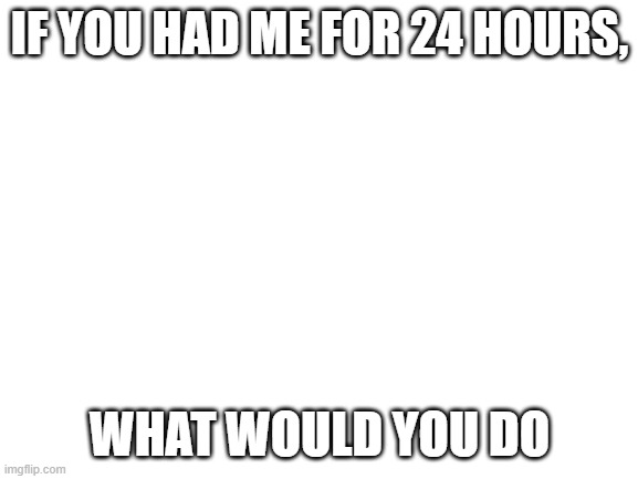 Blank White Template | IF YOU HAD ME FOR 24 HOURS, WHAT WOULD YOU DO | image tagged in blank white template | made w/ Imgflip meme maker