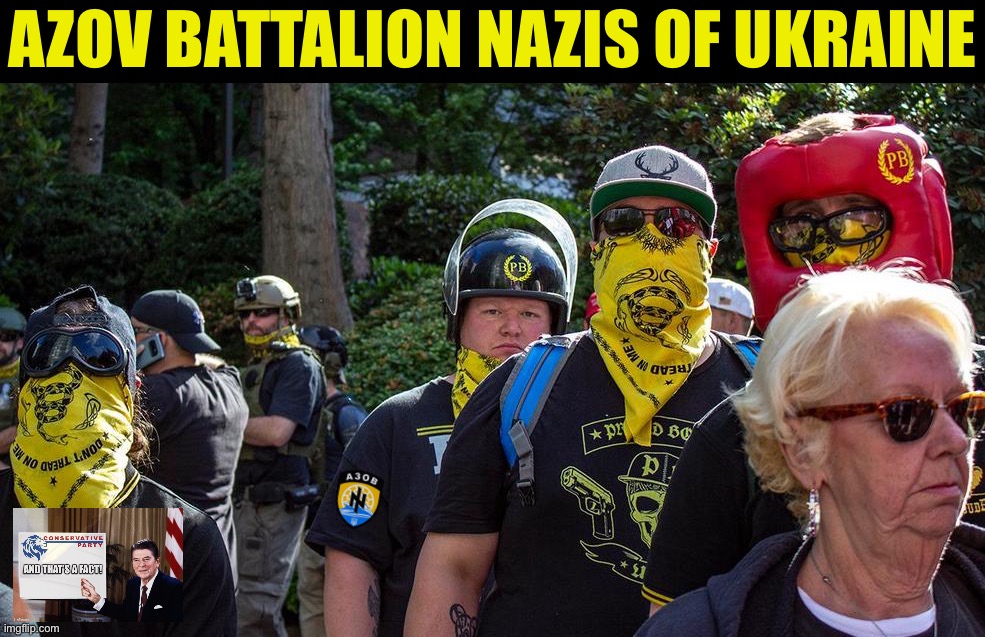 Conservative Party exposes extremist thugs & brings you facts the MSM won’t tell you. #MSMLies | AZOV BATTALION NAZIS OF UKRAINE | image tagged in proud boys don't tread on me | made w/ Imgflip meme maker