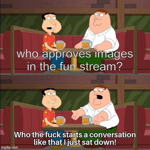starts a conversation like that | who approves images in the fun stream? | image tagged in starts a conversation like that | made w/ Imgflip meme maker