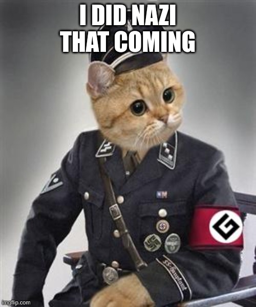 Grammar Nazi Cat | I DID NAZI THAT COMING | image tagged in grammar nazi cat | made w/ Imgflip meme maker