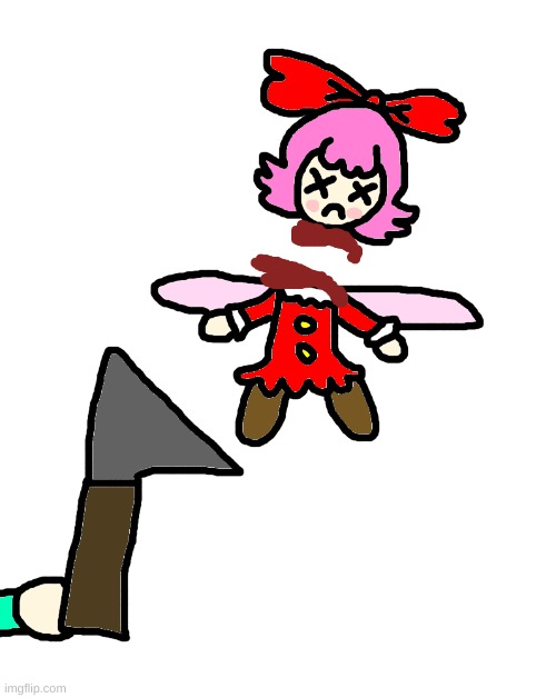 Ribbon has her head chopped off | image tagged in ribbon,kirby,gore,blood,funny,knife | made w/ Imgflip meme maker