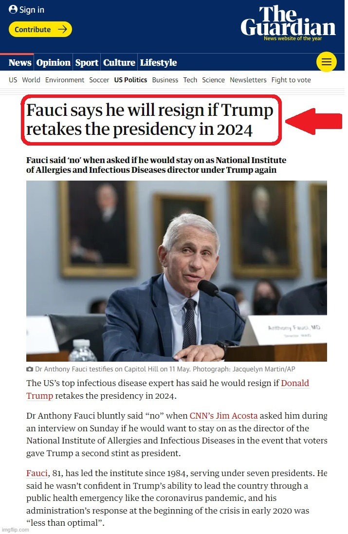 IN CASE YOU NEEDED ONE MORE REASON TO VOTE FOR TRUMP IN 2024 | image tagged in fauci,dr fauci,fauci hypocrite,fauci lying weasel,fauci less than optimal | made w/ Imgflip meme maker