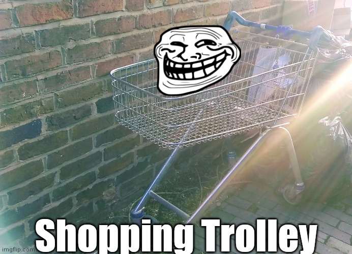 Shopping TROLL-ey |  Shopping Trolley | image tagged in shopping trolley,troll,troll face,shopping,shopping cart | made w/ Imgflip meme maker