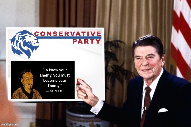 Ronald Reagan Conservative Party announcement | image tagged in ronald reagan conservative party announcement | made w/ Imgflip meme maker