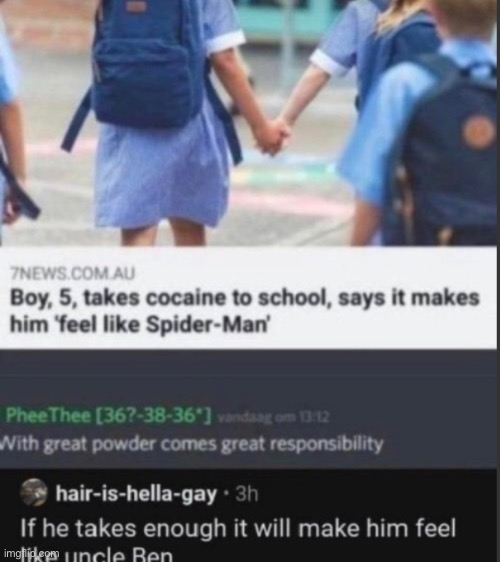 Hm yes, with great powder, comes great responsibility | image tagged in memes,marvel,mcu,spiderman,uncle ben,cocaine | made w/ Imgflip meme maker