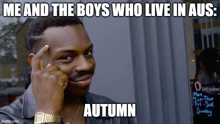 Roll Safe Think About It Meme | ME AND THE BOYS WHO LIVE IN AUS: AUTUMN | image tagged in memes,roll safe think about it | made w/ Imgflip meme maker