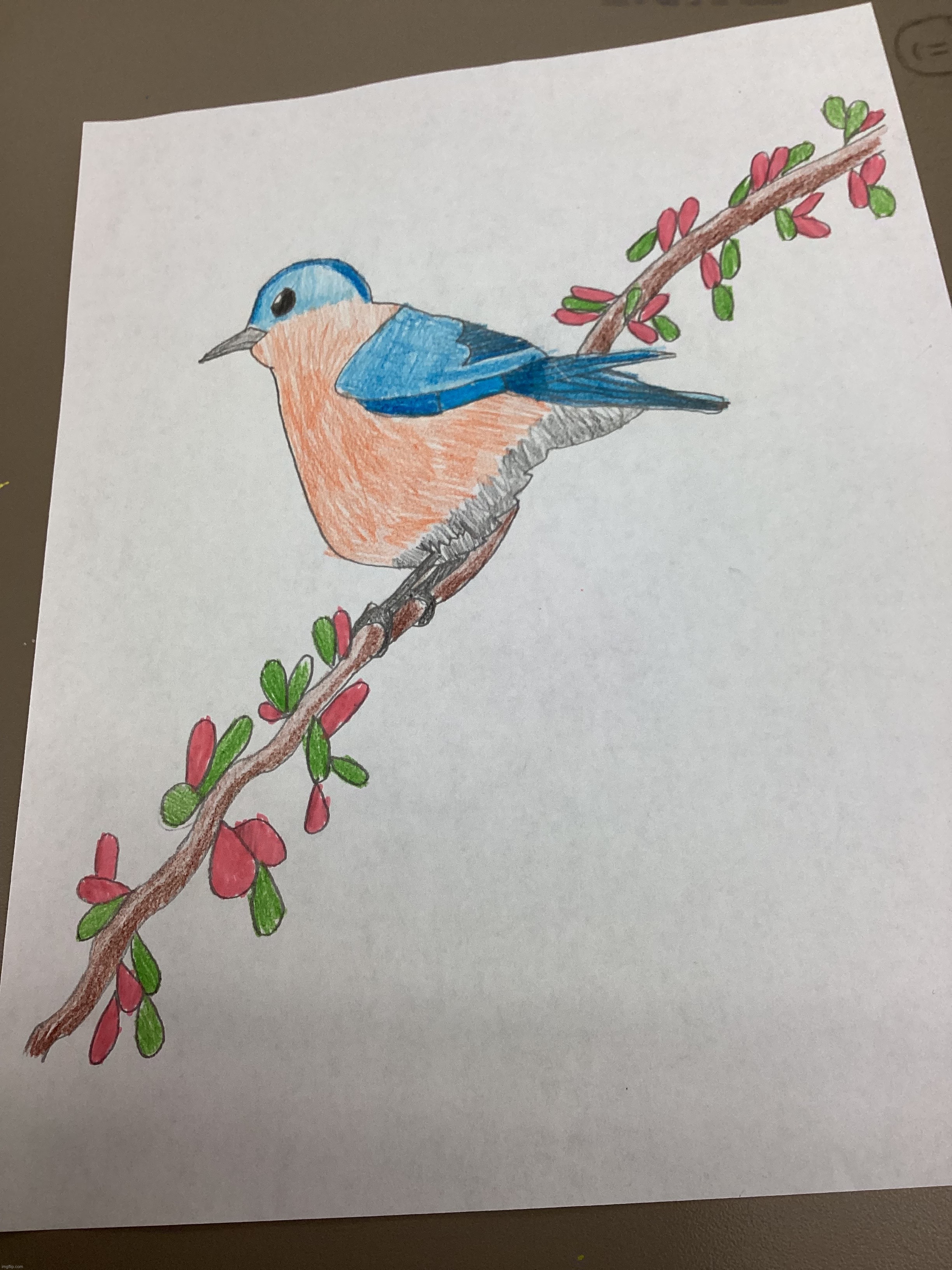 Bad drawing of a bluebird I did in art class today | made w/ Imgflip meme maker