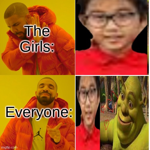 A Meme I Made Of My Class | The Girls:; Everyone: | image tagged in memes,drake hotline bling | made w/ Imgflip meme maker