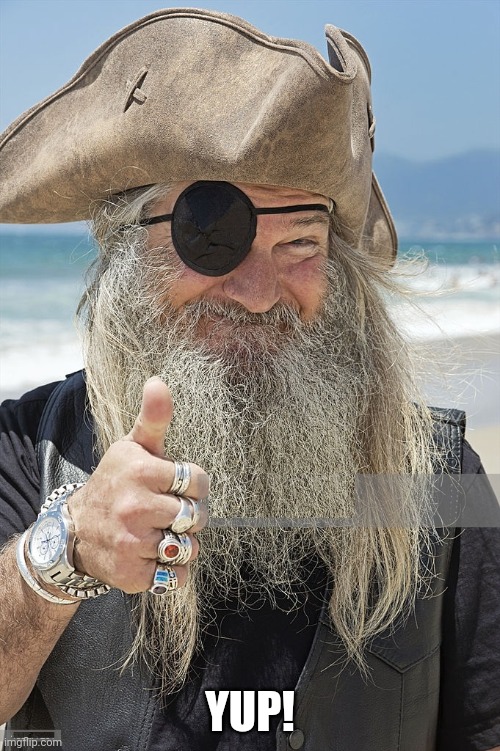 PIRATE THUMBS UP | YUP! | image tagged in pirate thumbs up | made w/ Imgflip meme maker