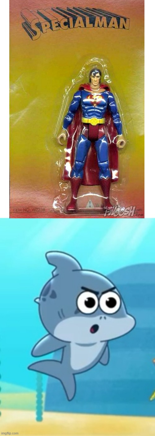 Specialman | image tagged in angery,baby shark,superman,bootleg | made w/ Imgflip meme maker