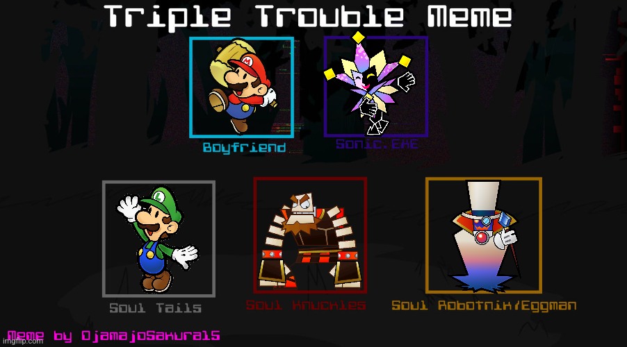 super paper mario moment | image tagged in fnf triple trouble template | made w/ Imgflip meme maker