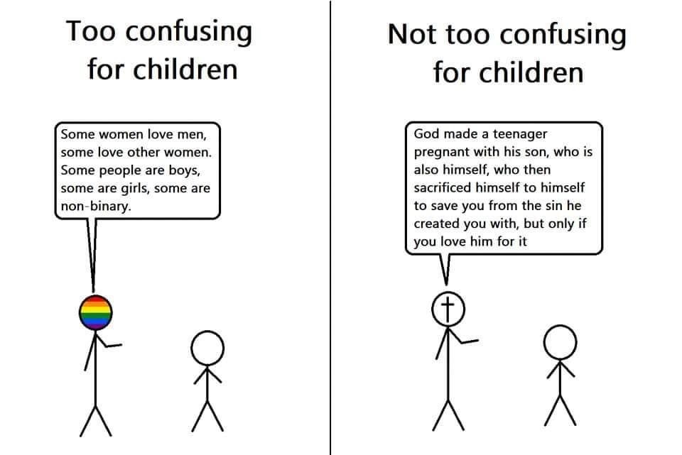 High Quality LGBTQ Too confusing for children Blank Meme Template