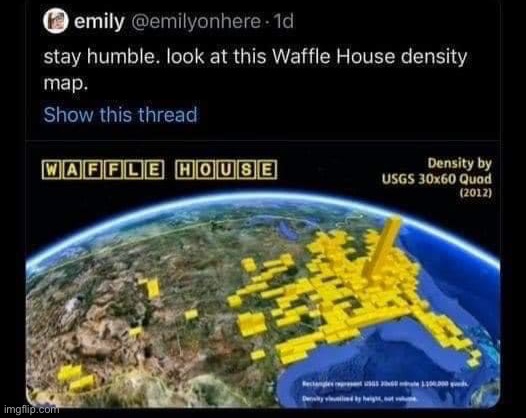 Waffle House density map | image tagged in waffle house density map | made w/ Imgflip meme maker