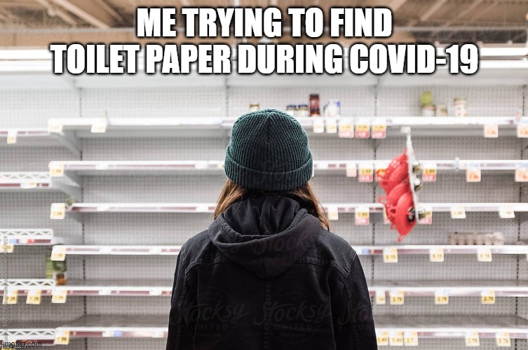 Covid-19 | ME TRYING TO FIND TOILET PAPER DURING COVID-19 | image tagged in covid-19 | made w/ Imgflip meme maker