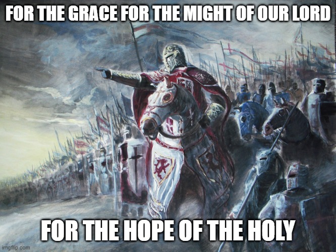 Crusader | FOR THE GRACE FOR THE MIGHT OF OUR LORD FOR THE HOPE OF THE HOLY | image tagged in crusader | made w/ Imgflip meme maker