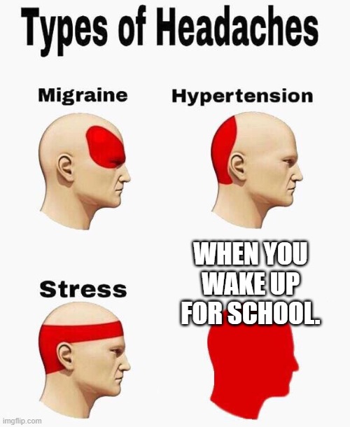 Every. Morning. |  WHEN YOU WAKE UP FOR SCHOOL. | image tagged in headaches,monday mornings,morning,school meme,waking up,tag | made w/ Imgflip meme maker
