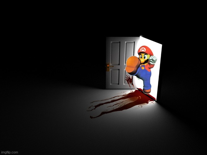 bloody horror open door | image tagged in blood,door,horror,delivery,mario,kick | made w/ Imgflip meme maker