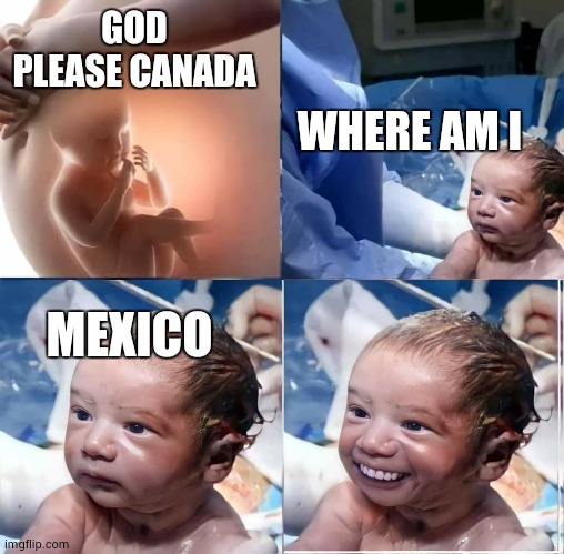 hahah tacos | GOD PLEASE CANADA; WHERE AM I; MEXICO | image tagged in hello sir where am i | made w/ Imgflip meme maker